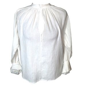 Apiece Apart White Keyhole Front Cotton Blouse Size 4